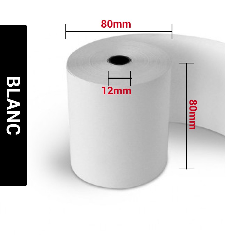 Bobine thermique 80 x 80 x 12 mm (à l'unité) - Papier imprimante